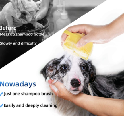 Bath Massage Brush Shampoo Dispenser for Pet